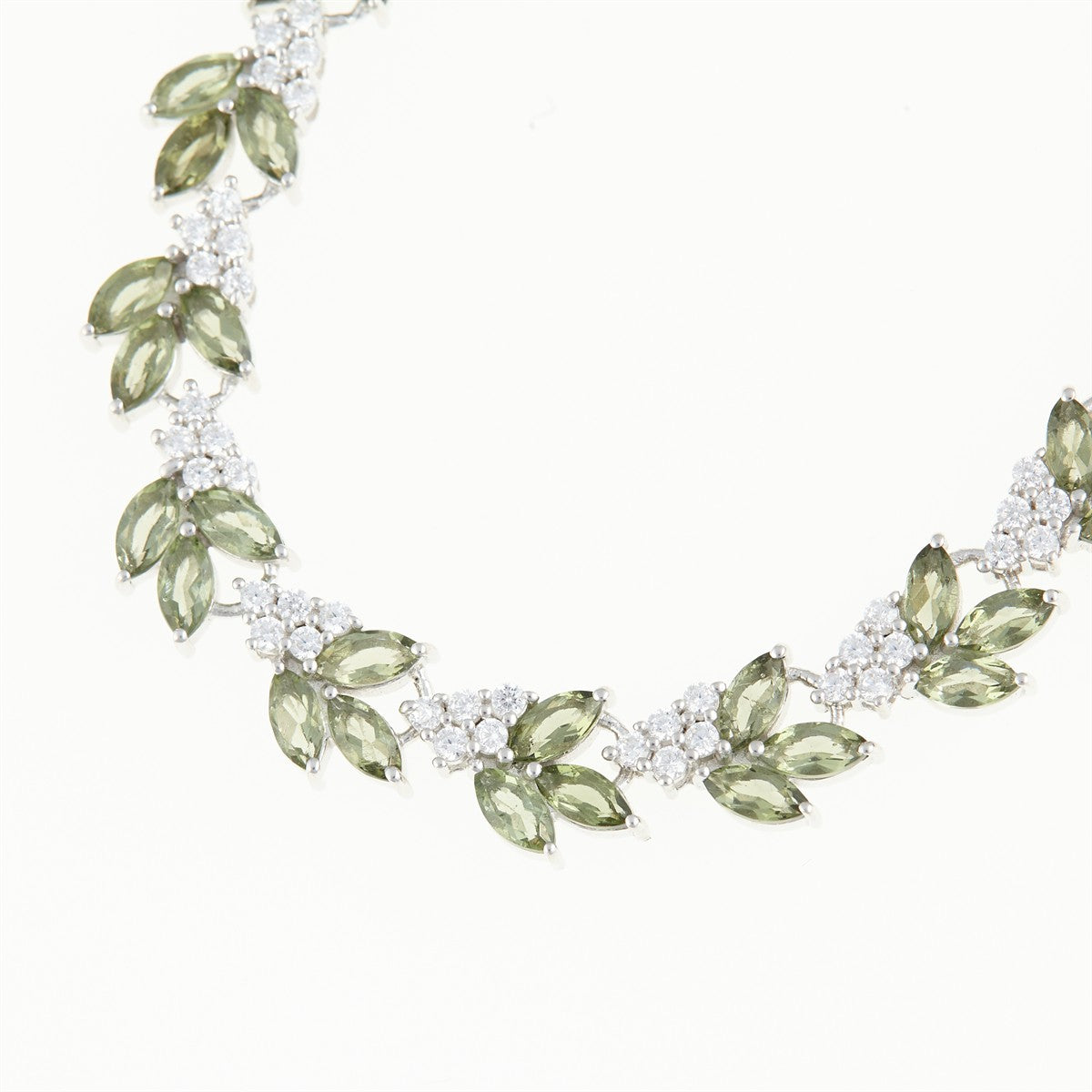 Silver bracelet with moldavites and zirconia SPB101