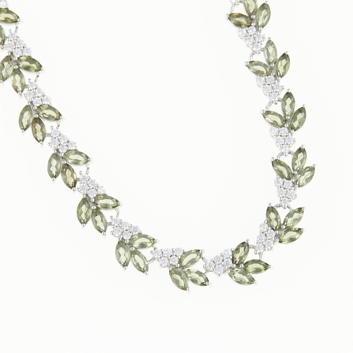 Silver bracelet with moldavites and zirconia SPB101