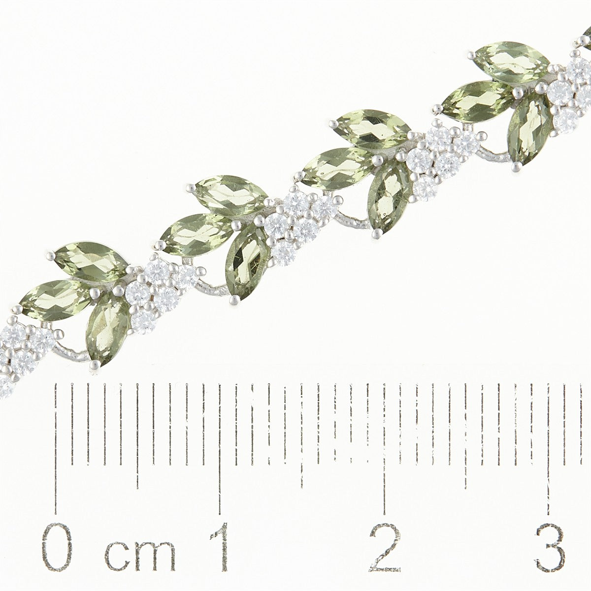 Silver bracelet with moldavites and zirconia SPB101