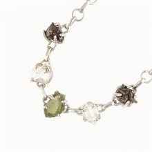 Silver bracelet with moldavite, meteorite, crystal 246