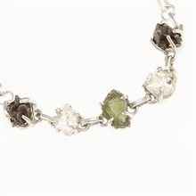 Silver bracelet with moldavite, meteorite, crystal 246
