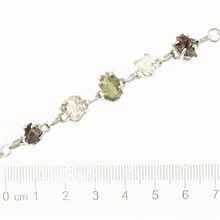 Silver bracelet with moldavite, meteorite, crystal 246