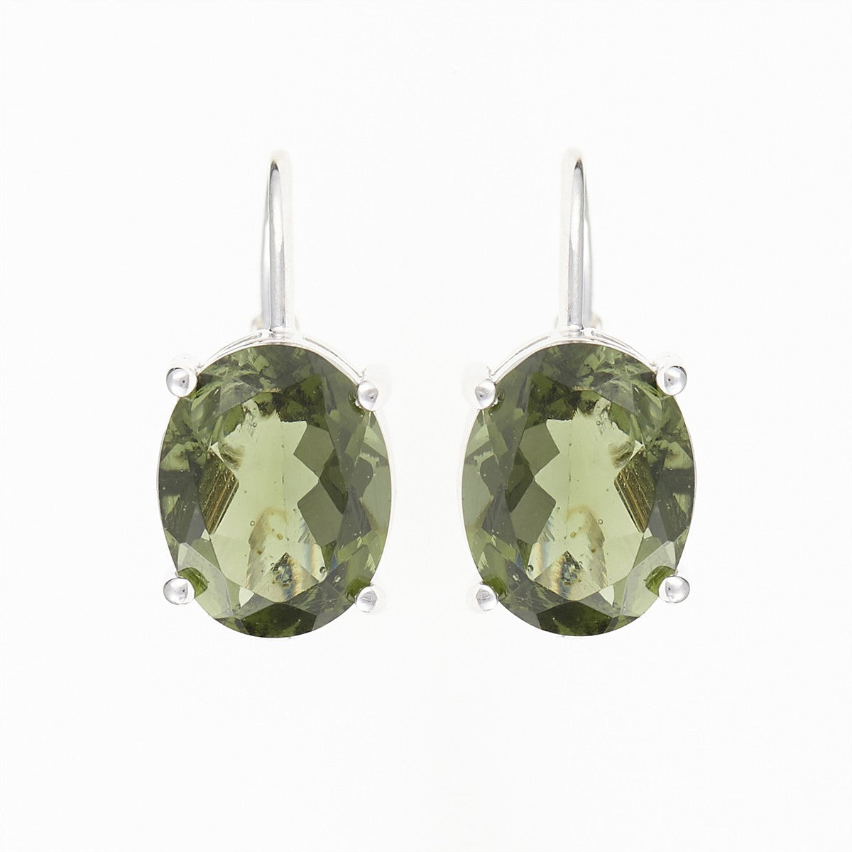 Silver earrings with moldavites 031-4