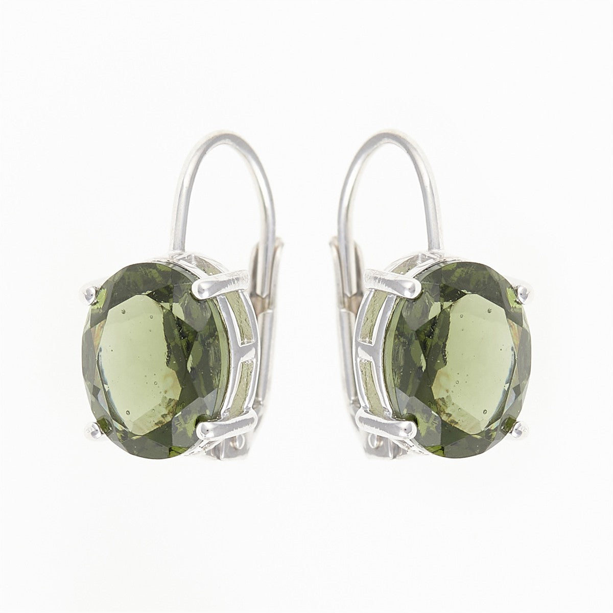 Silver earrings with moldavites 031-4
