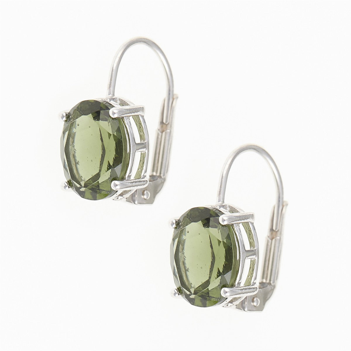 Silver earrings with moldavites 031-4