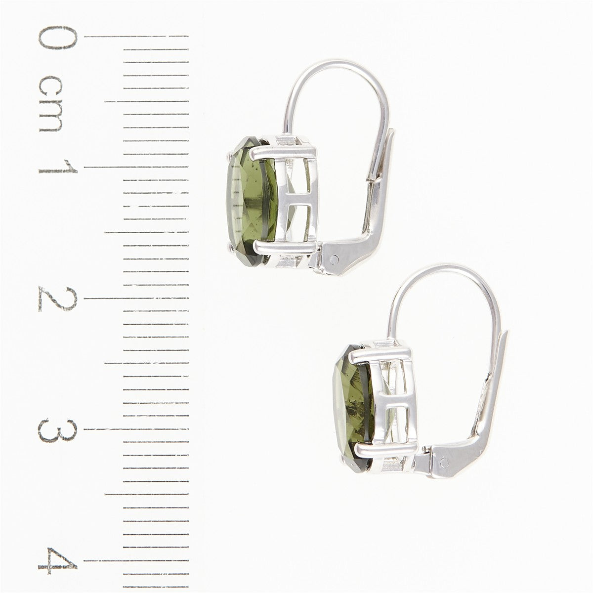 Silver earrings with moldavites 031-4
