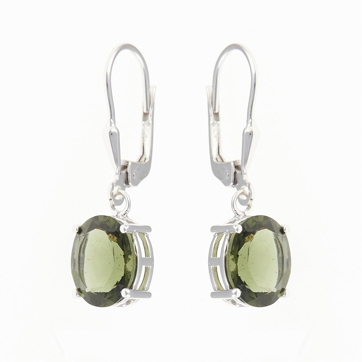 Silver earrings with moldavite 031-4A