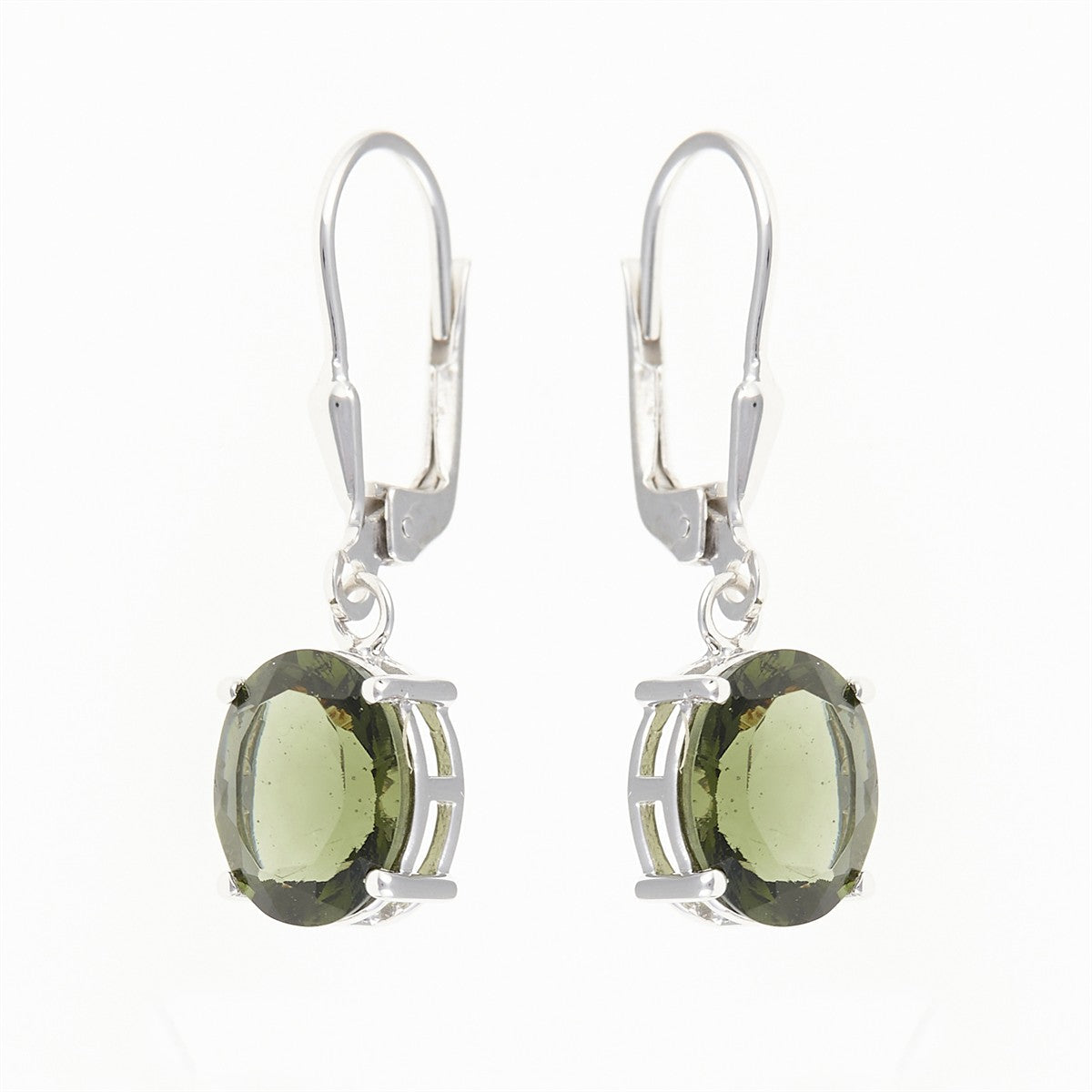 Silver earrings with moldavite 031-4A