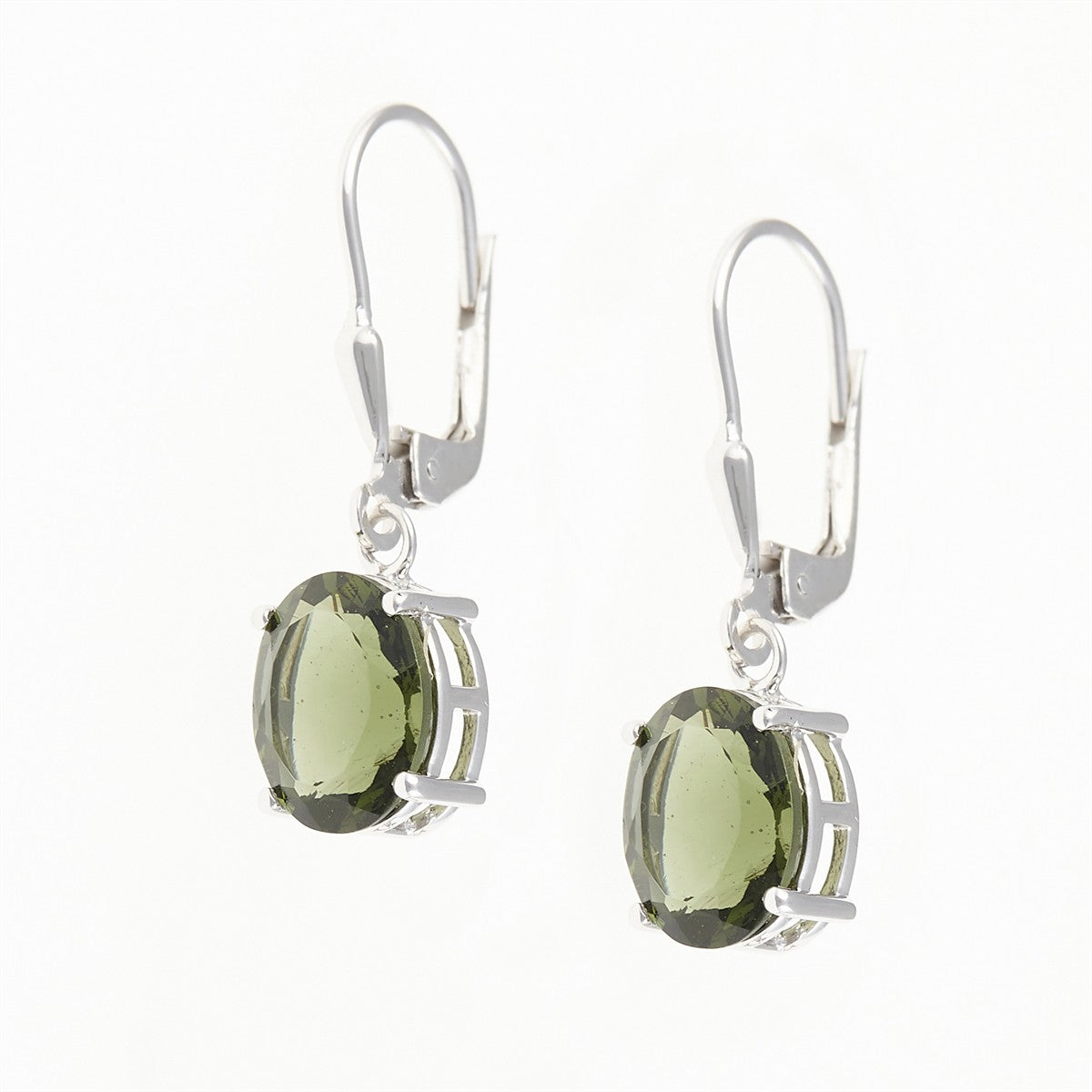 Silver earrings with moldavite 031-4A