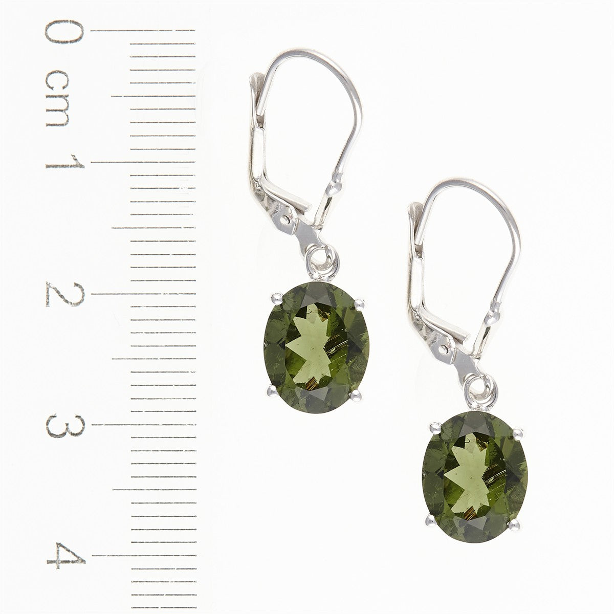 Silver earrings with moldavite 031-4A