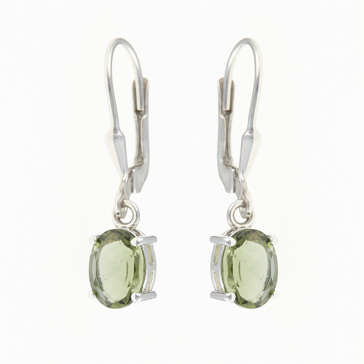 Silver earrings with moldavite 044-4