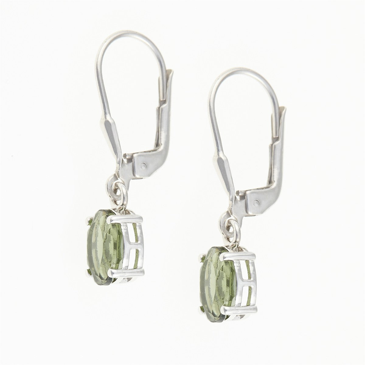 Silver earrings with moldavite 044-4