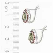 Orecchini in argento con moldavite e granati 048G-1