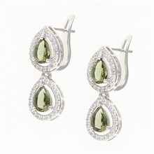 Orecchino in argento con moldavite e zirconi 049Z-1