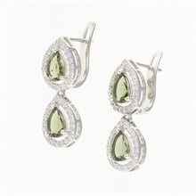 Orecchino in argento con moldavite e zirconi 049Z-1