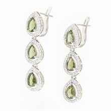 Orecchino in argento con moldavite e zirconi 050Z-1