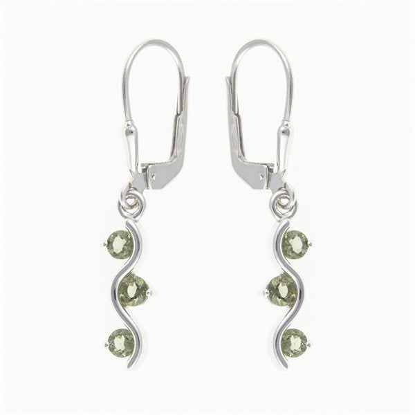 Orecchino in argento con codice moldavite 097-4
