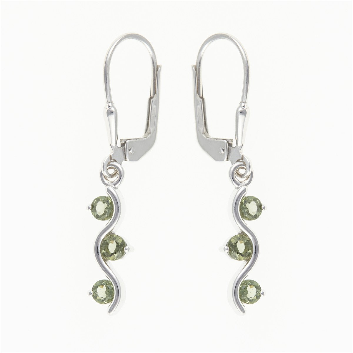 Silver earring with moldavite 097-4