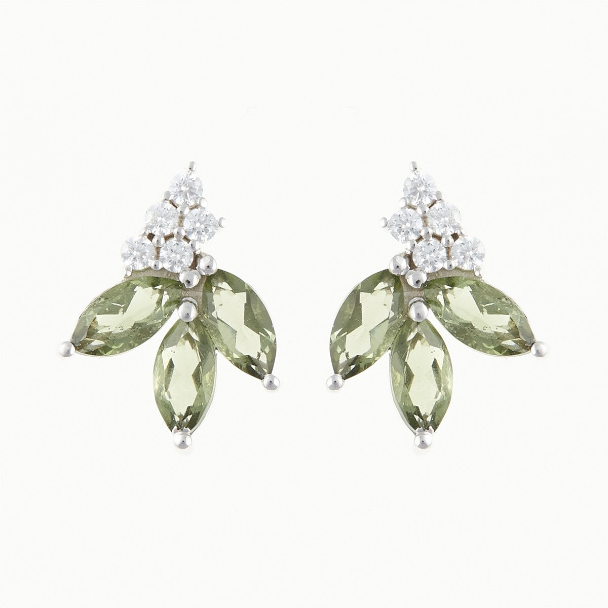 Silver earrings with moldavites and cubic zirconia SPE101-2