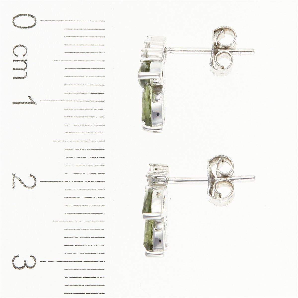 Silver earrings with moldavites and cubic zirconia SPE101-2