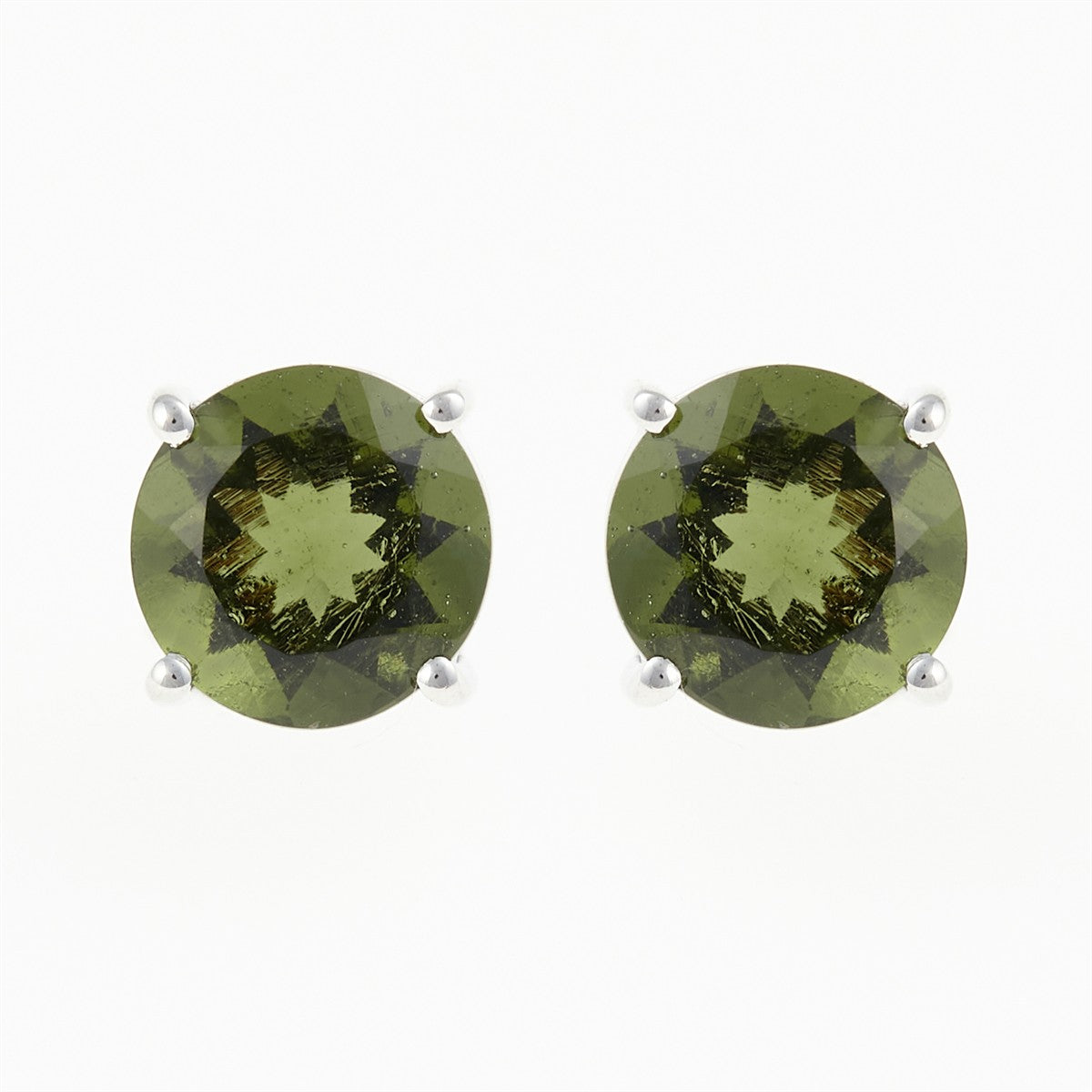Silver earrings with moldavites 109-2