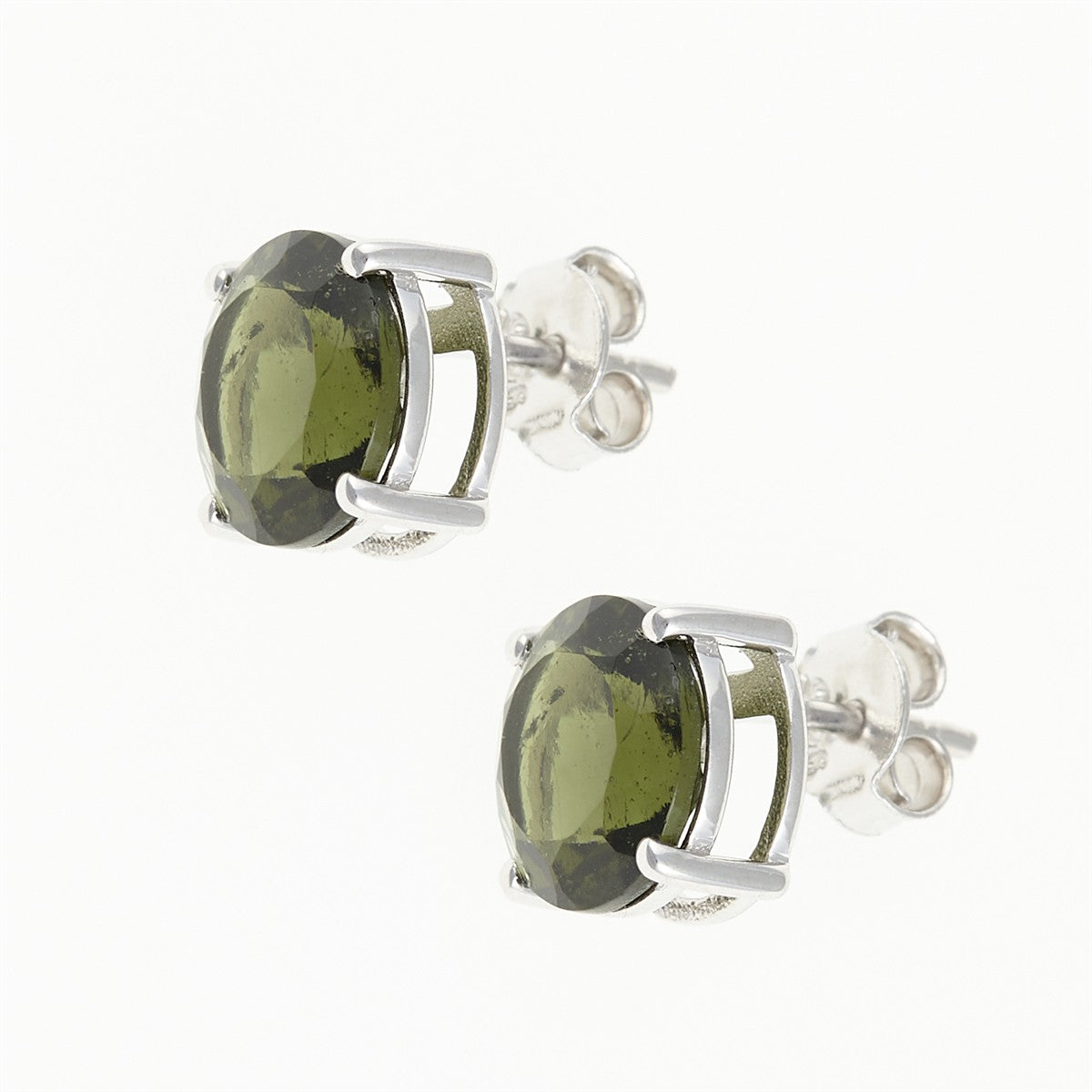 Silver earrings with moldavites 109-2