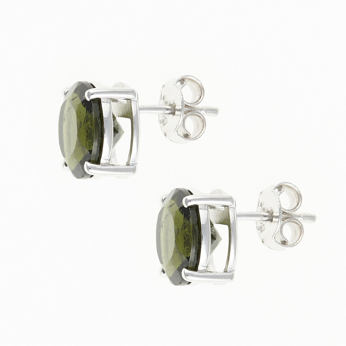 Silver earrings with moldavites 109-2