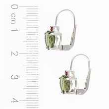 Orecchini in argento con moldavite e granati - cuore 110G-4