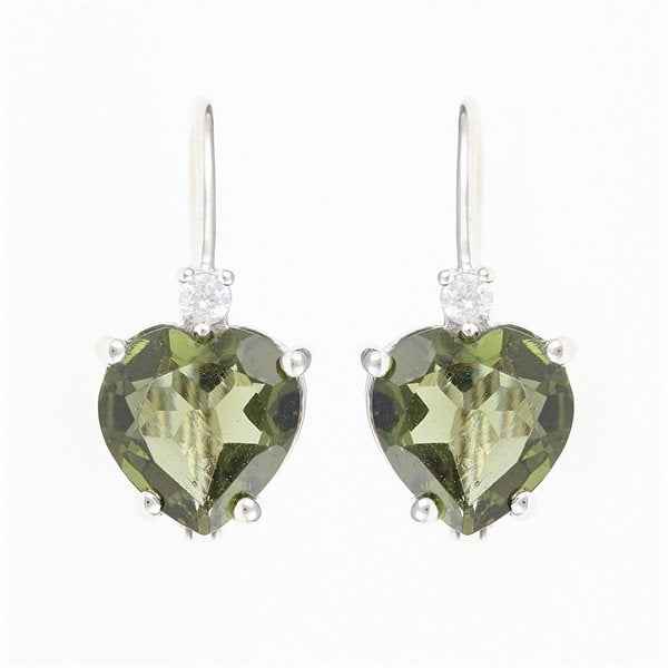 Orecchini in argento con moldaviti e zirconi - Cuore 110Z-4