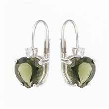Orecchini in argento con moldaviti e zirconi - Cuore 110Z-4