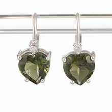 Orecchini in argento con moldaviti e zirconi - Cuore 110Z-4