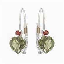 Orecchini in argento con moldavite e granati - cuore 150G-4