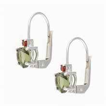 Orecchini in argento con moldavite e granati - cuore 150G-4