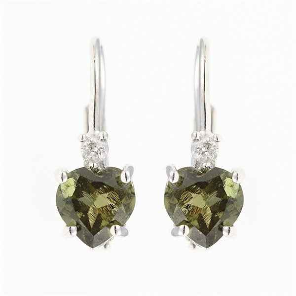 Orecchini in argento con moldaviti e zirconi - Cuore 150Z-4