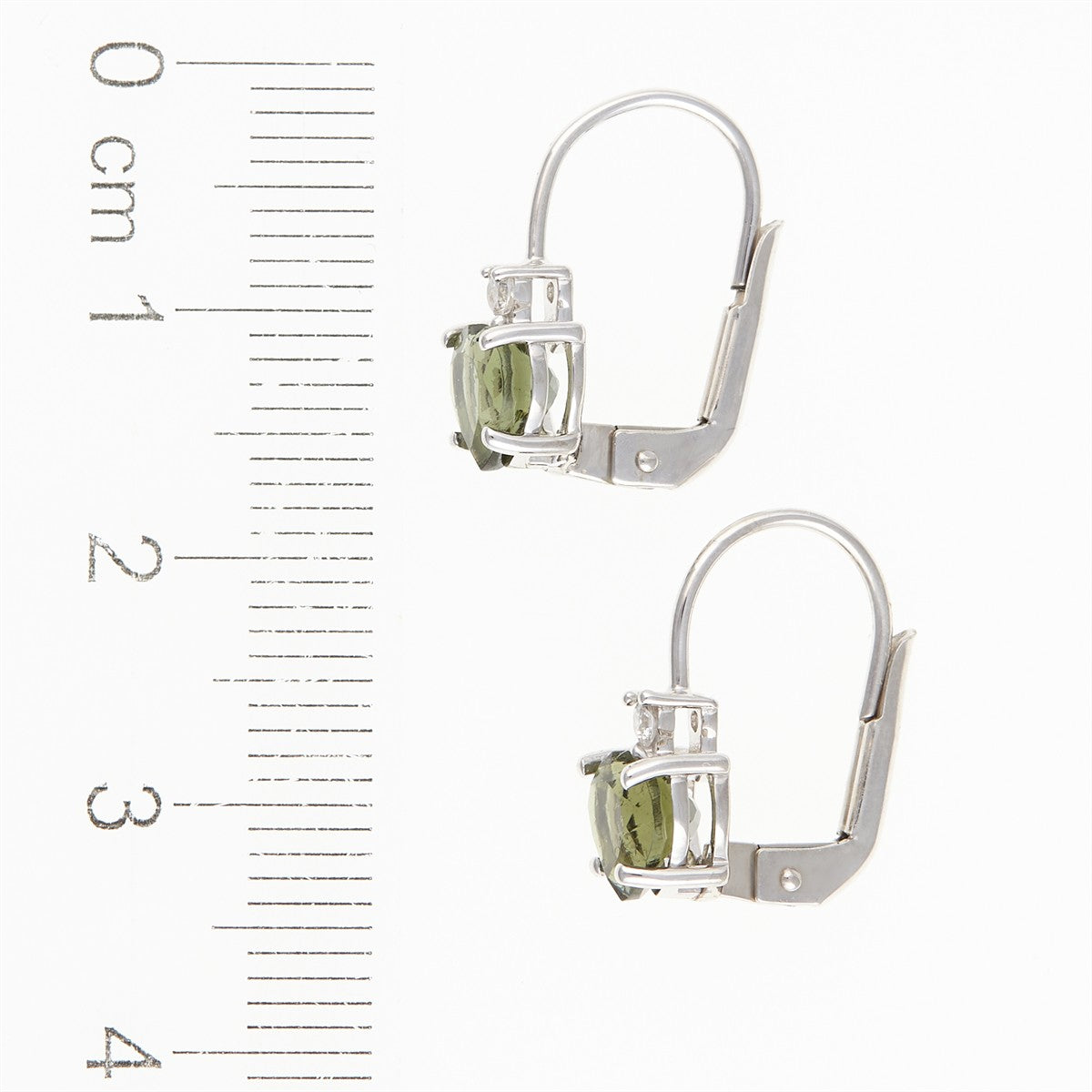 Silver earrings with moldavites and cubic zirconia - Heart 150Z-4