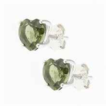 Orecchini in argento con moldaviti - a forma di cuore - 152-2
