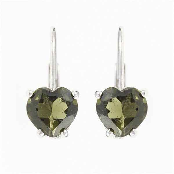 Orecchini in argento con moldaviti - cuore 152-4