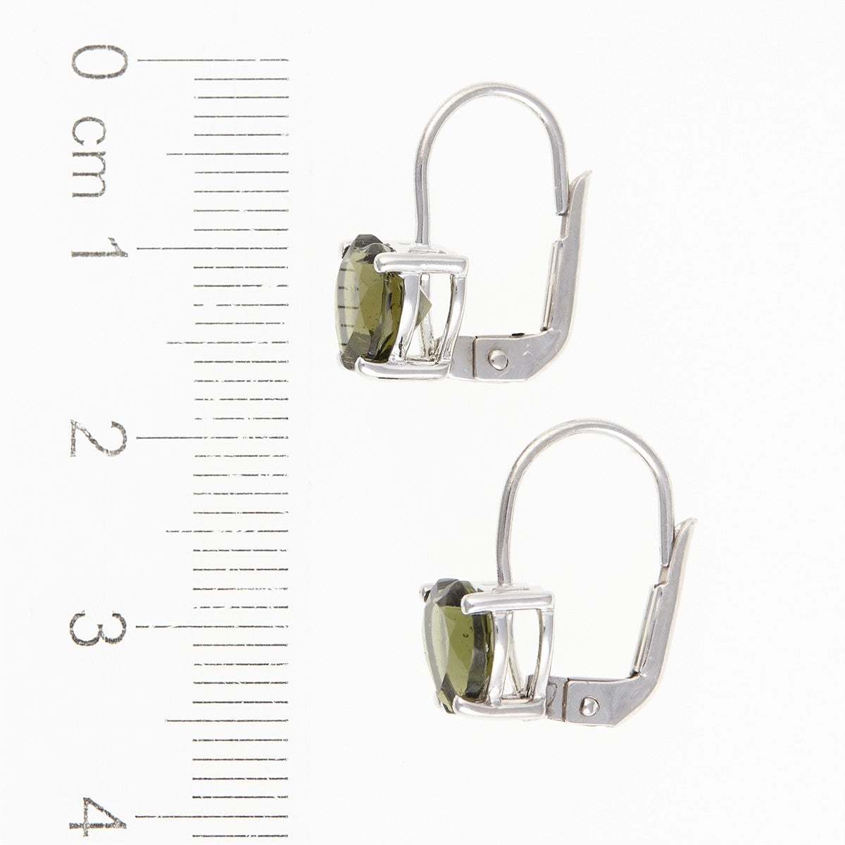Silver earrings with moldavites - heart 152-4