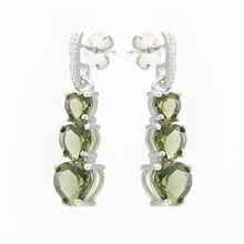 Orecchini in argento con moldaviti e zirconi - cuore 228Z-2