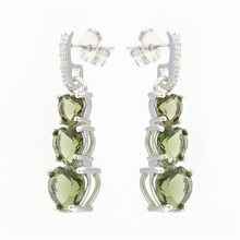 Orecchini in argento con moldaviti e zirconi - cuore 228Z-2