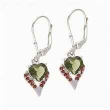 Orecchini in argento con moldavite e granati - cuore 265G-4