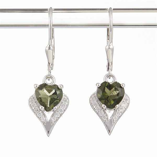 Orecchini in argento con moldaviti e zirconi 265Z-4