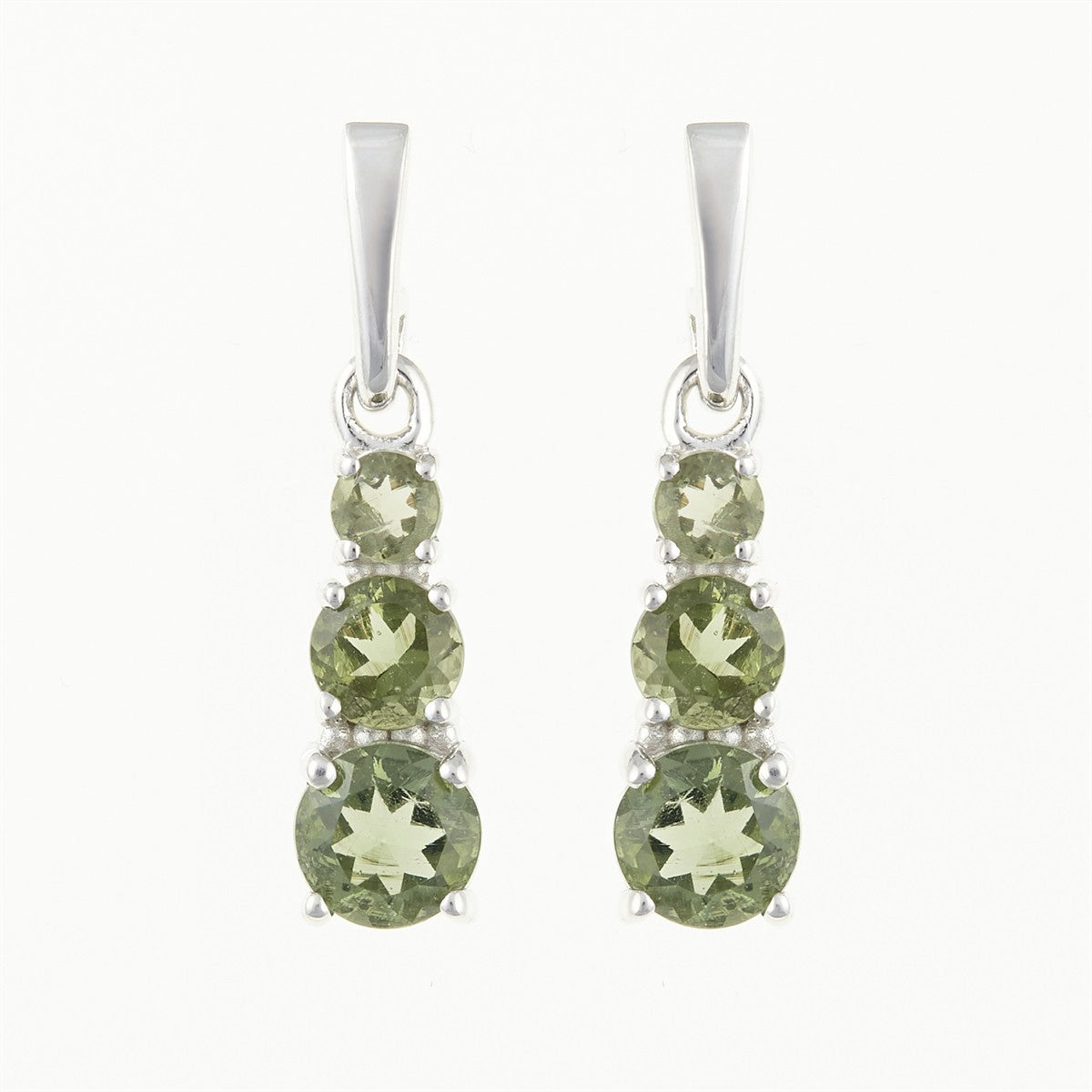 Silver earrings with moldavite 267-2