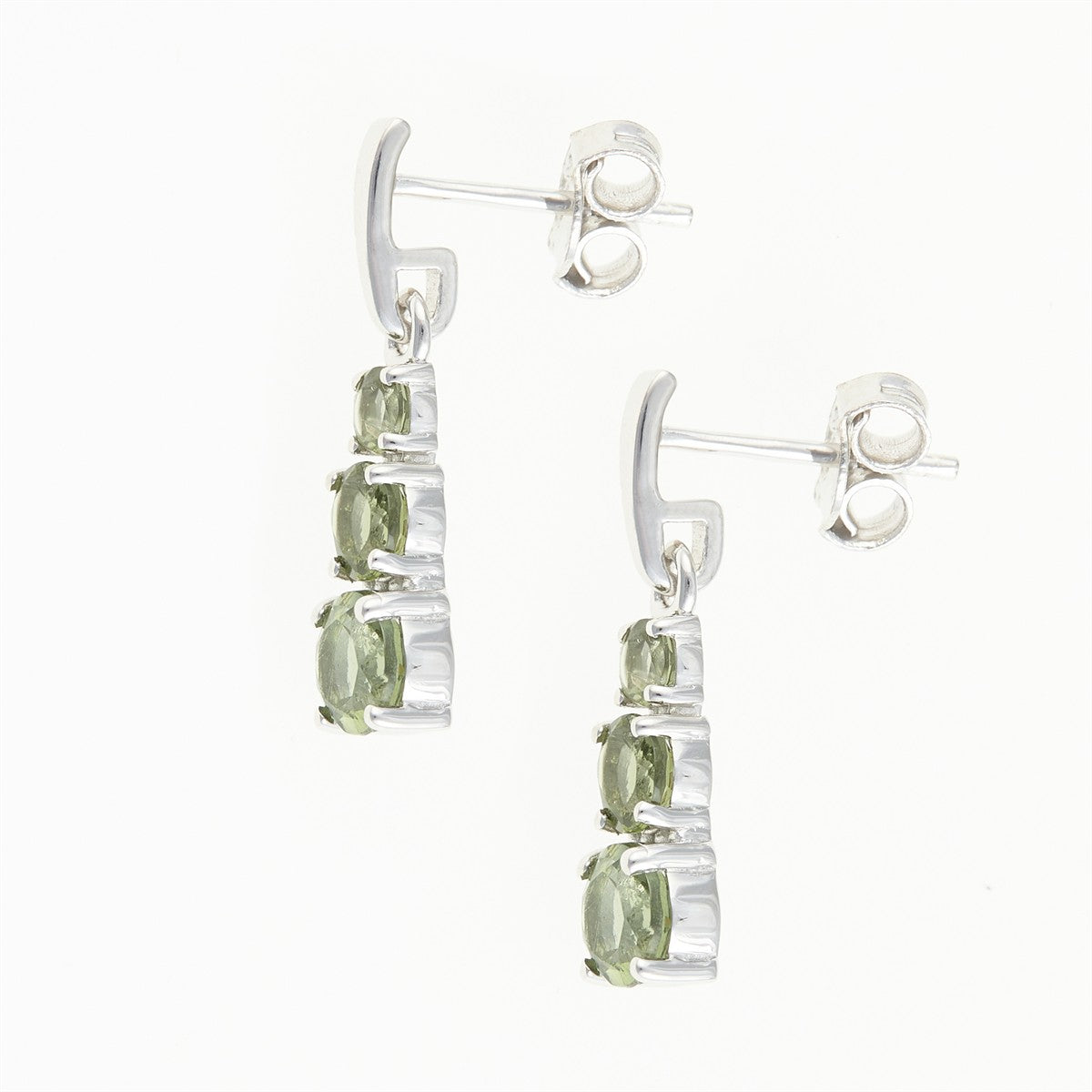 Silver earrings with moldavite 267-2