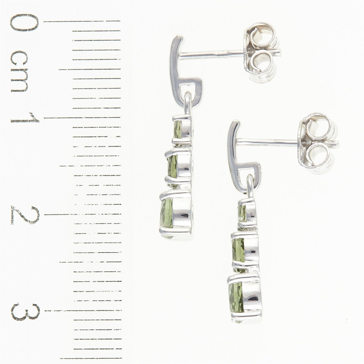 Silver earrings with moldavite 267-2