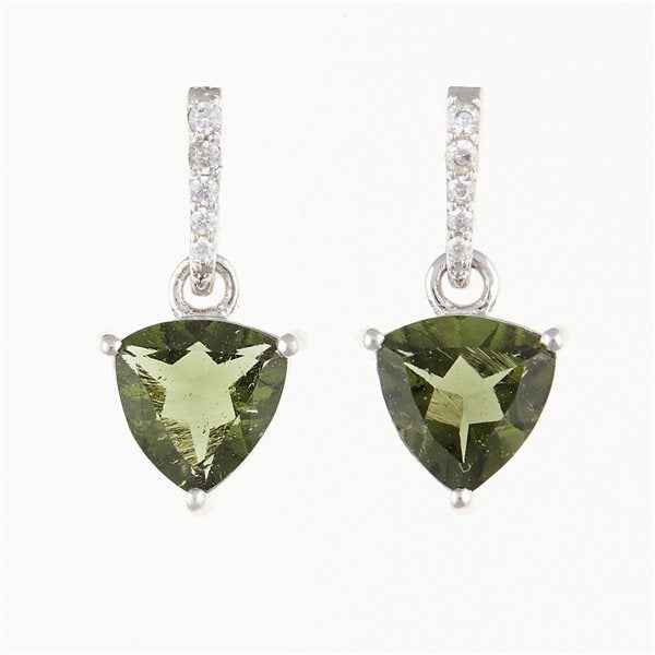 Orecchini in argento con moldaviti e zirconi - cuore 283Z-2