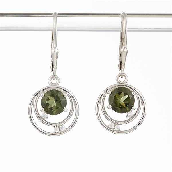 Orecchini in argento con moldavite e zirconi 305Z-4