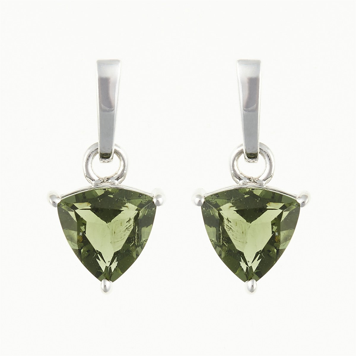 Silver earrings with moldavites 307-2
