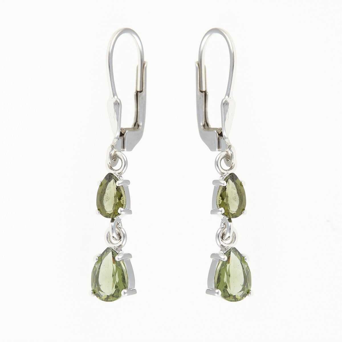 Silver earrings with moldavite 312-4