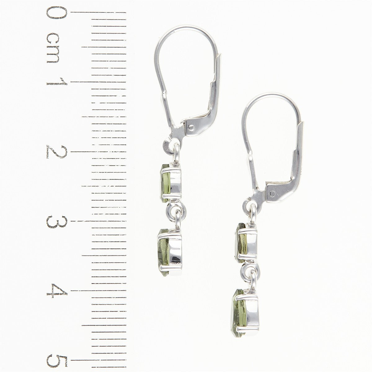 Silver earrings with moldavite 312-4